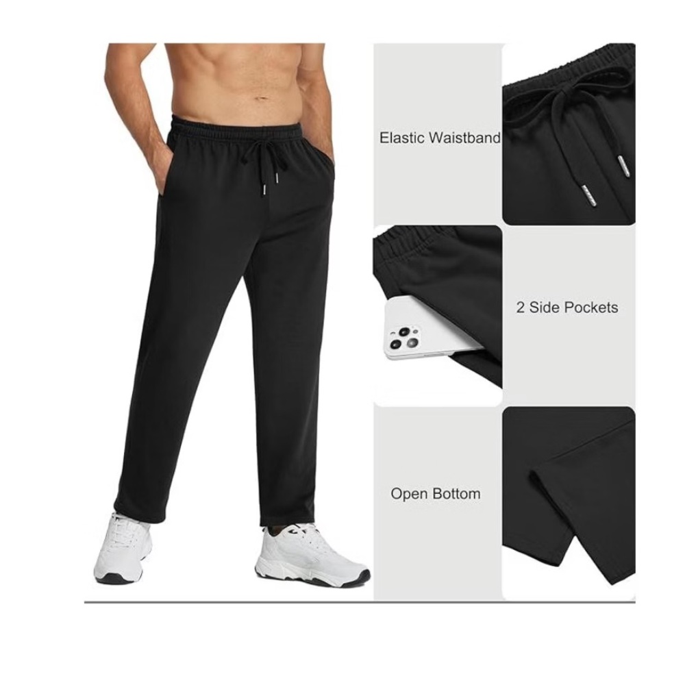 Coofandy Men's Black Elastic-Waist Joggers with Drawstring